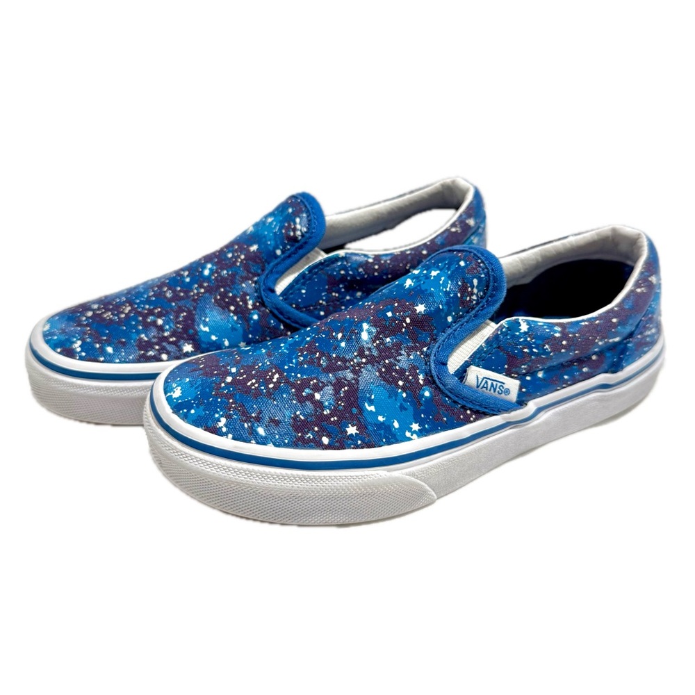 Vans Kids Blue Galaxy Print GLOW in the dark Slip-On Sneakers